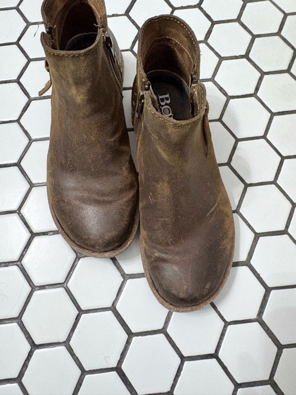 Brown Leather Distressed Boots